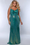 Plus Size Dresses Prom Long Formal  Sequin Mermaid Plus Size Dress Emerald