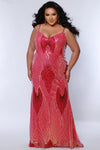 Plus Size Dresses Prom Long Formal  Sequin Mermaid Plus Size Dress Magenta
