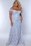 Plus SIze Dresses Plus Size Prom Fitted Long Formal Sequin Dress Lavender