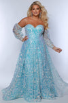 Plus Size Dresses A Line Sequin Long Formal Plus Size Prom Dress Ice Blue