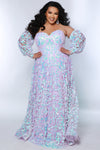 Plus Size Dresses A Line Sequin Long Formal Plus Size Prom Dress Lavender