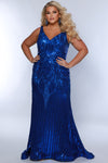 Plus Size DressesLong Fited Formal Sequin Plus Size Prom Dress Royal