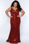 Plus Size DressesLong Fited Formal Sequin Plus Size Prom Dress Burgundy