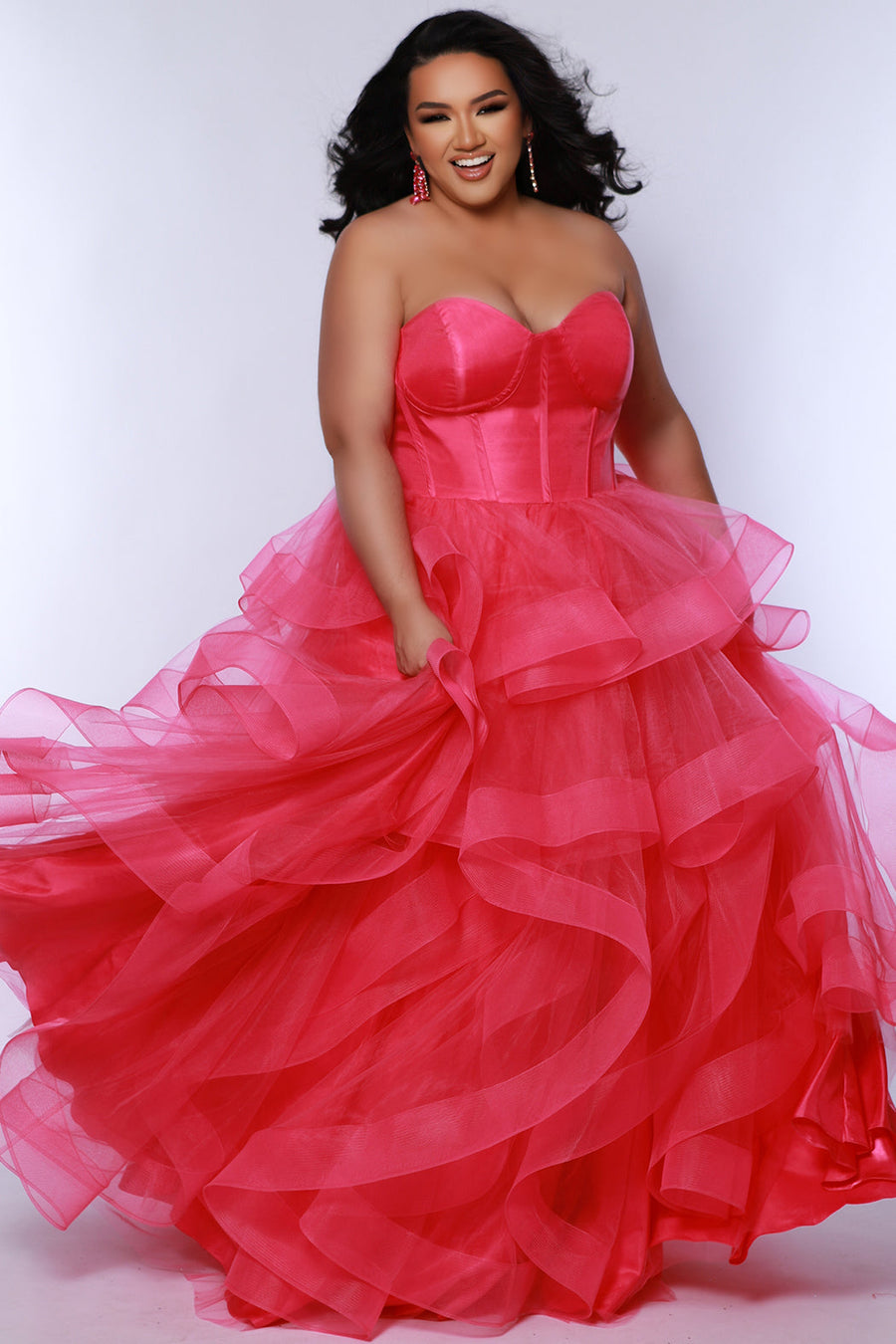 Plus Size Dresses Plus Size Long Ball Gown Corset Prom Dress Raspberry