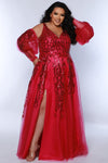Plus Size Dresses Plus Size A Line Long Formal Sequin Applique Prom Dress Magenta