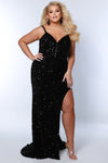 Plus Size Dresses Prom Long Mermaid Formal Velvet Sequin Plus Size Dress Onyx