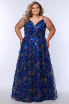 Plus Size Dresses Long Plus Size Formal Floral Pleated Prom Dress Royal