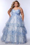 Plus Size Dresses Plus Size Floral Long Ball Gown Prom Dress Blue Floral