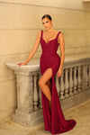 Prom Dresses Beaded Long Mermaid Formal Sequin Prom Dress Wine