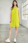Cocktail Dresses Short Pleated Halter Dress Lime
