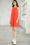 Cocktail Dresses Short Pleated Halter Dress Orange