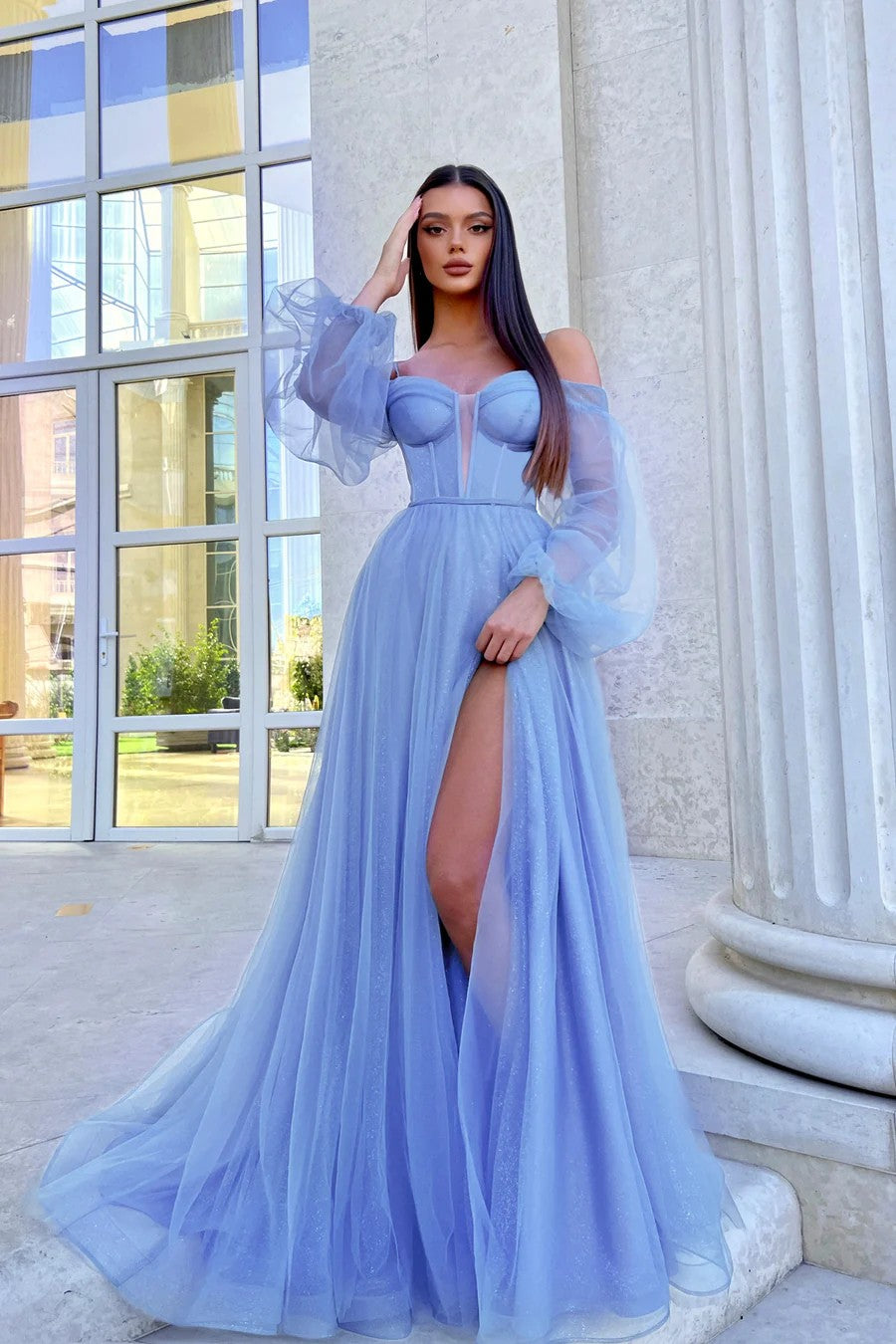 Prom Dresses Long A Line Ball Gown Formal Prom Dress Blueblossom