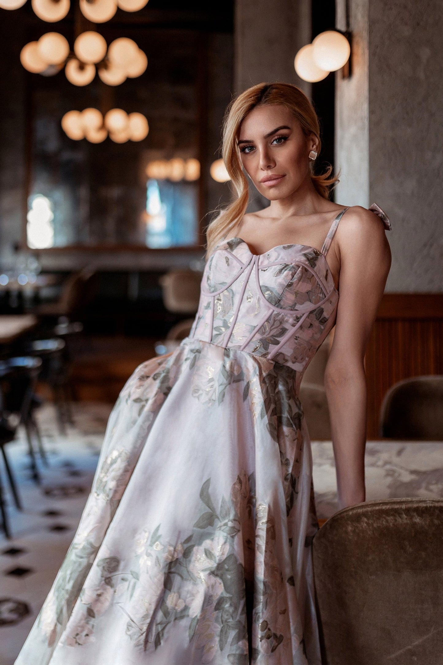 Prom Dresses Long Floral A Line Formal Prom Dress Floral Pink