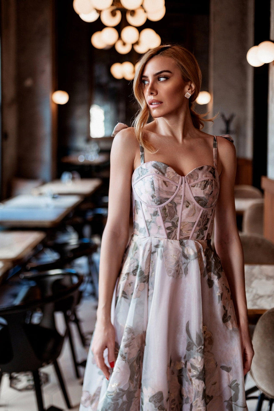 Prom Dresses Long Floral A Line Formal Prom Dress Floral Pink