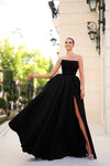 Prom Dresses Ball Gown Long Slit Formal Prom Dress Black