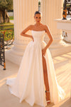 Wedding Dresses Long Slit Ball Gown Wedding Dress Off White