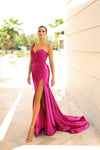 Prom Dresses Long Formal Floral Lace Prom Dress Magenta