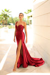 Prom Dresses Long Formal Floral Lace Prom Dress Red
