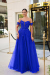 Prom Dresses Long A Line Formal Beaaded Lace Prom Dress Royal Blue