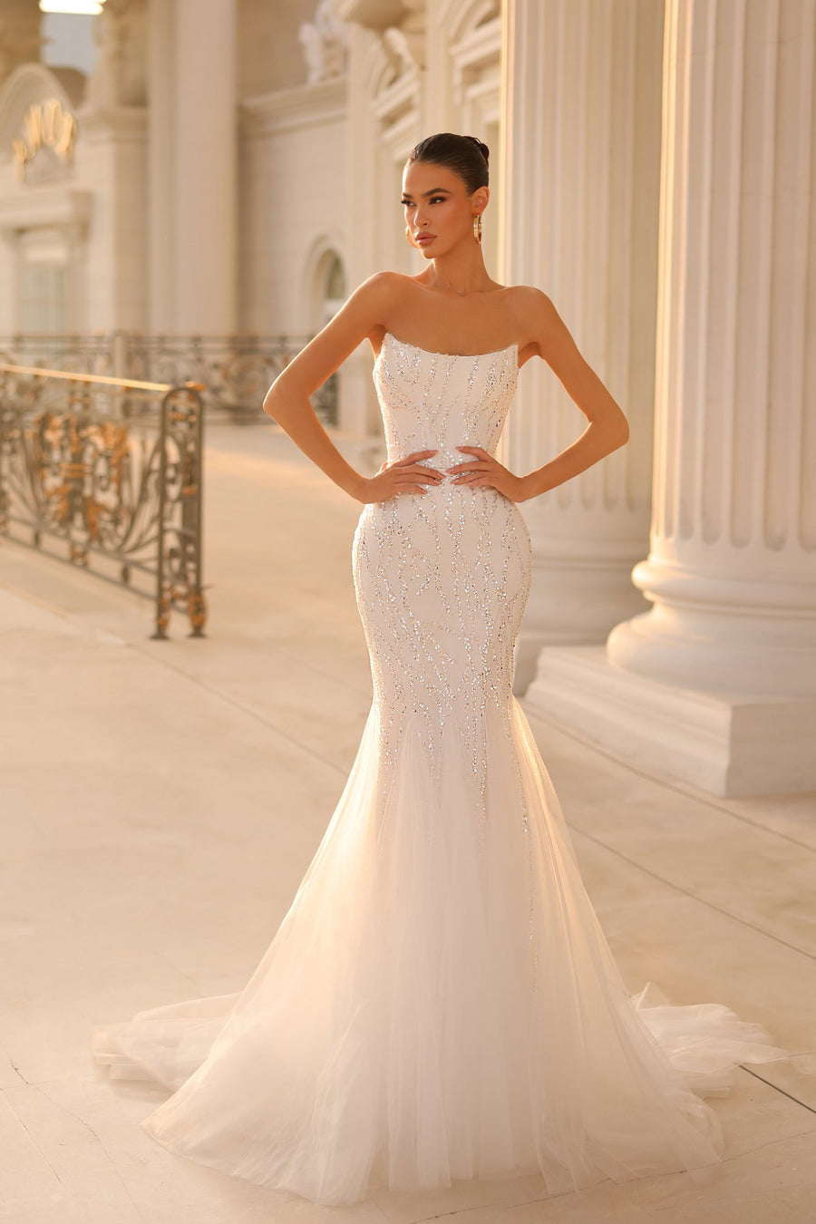 Prom Dresses Beaded Lace Long Formal Prom Dress Off White