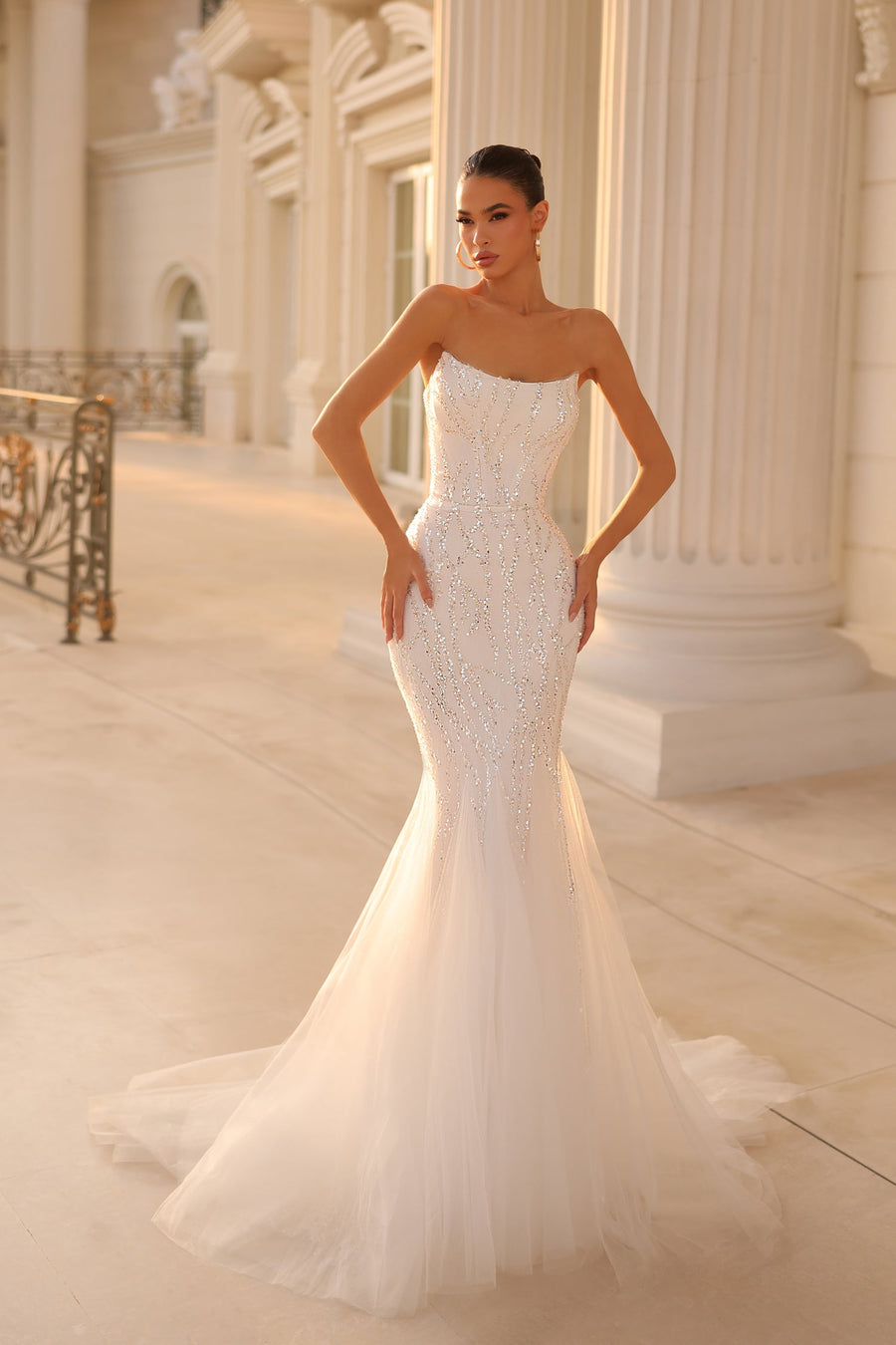 Prom Dresses Beaded Lace Long Formal Prom Dress Off White