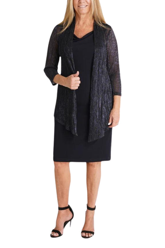 Mother of the Bride Dresses Short Metallic Mother of the Bride Dress Navy