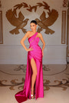 Prom Dresses Fitted Long Slit Formal Prom Dress Fuchsia