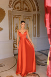 Prom Dresses Pleated A Line Long Formal Prom Dress Tangerine Tango