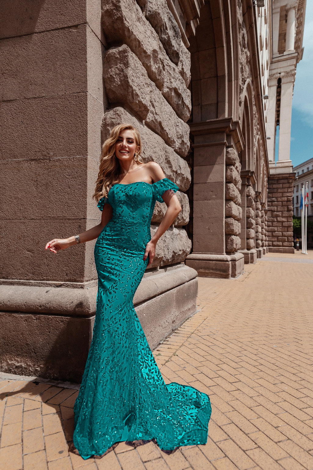 Prom Dresses Long Mermaid Glitter Formal Prom Dress Turquoise