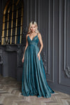 Prom Dresses Pleated Long Formal Prom Dress Aqua