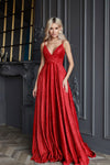 Prom Dresses Pleated Long Formal Prom Dress Red