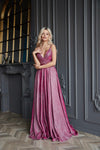 Prom Dresses Pleated Long Formal Prom Dress Fushcia