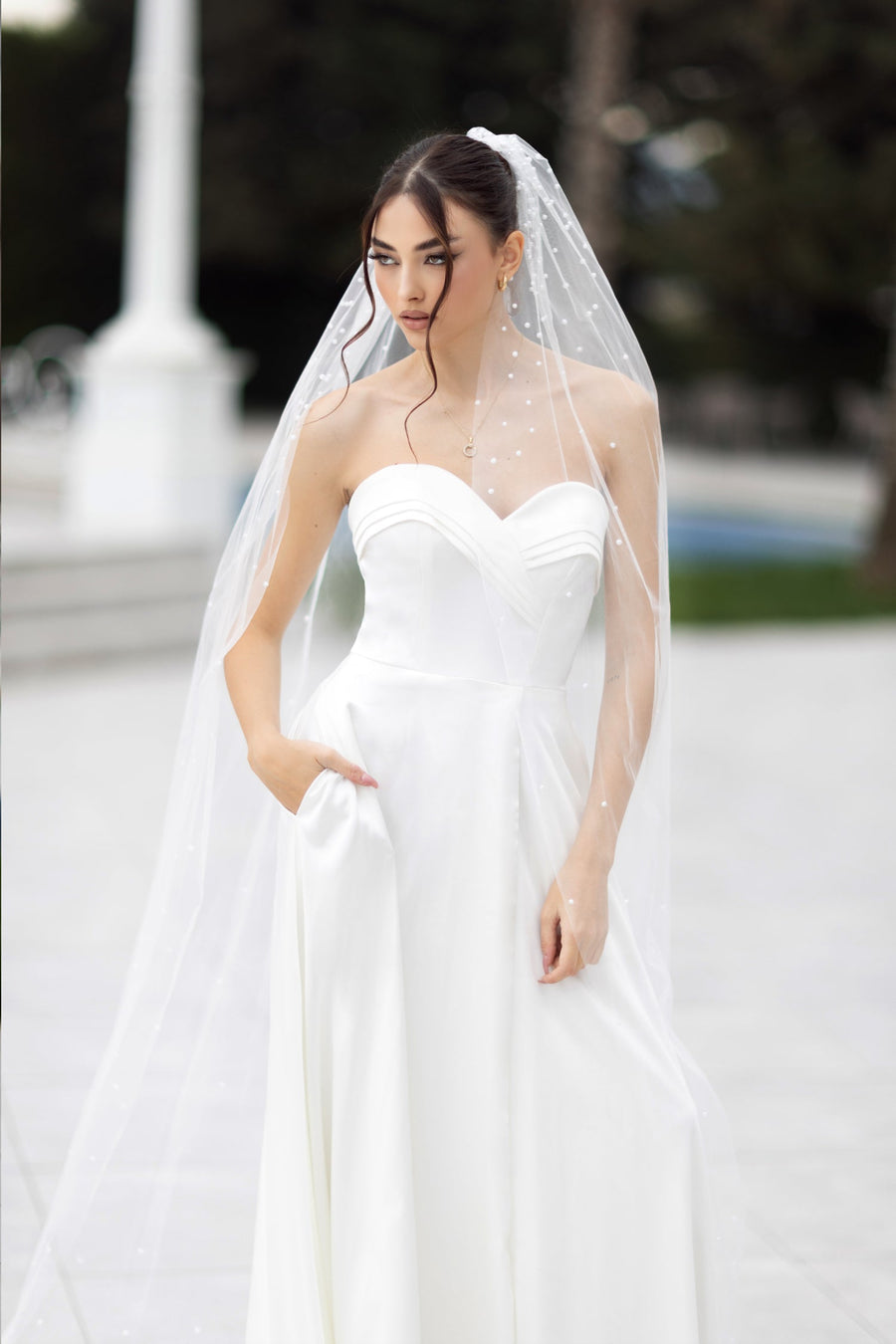 Wedding Dresses Long Slit A Line Wedding Dress Off White