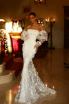 Wedding Dresses Mermaid Lace Long Wedding Dress Off White