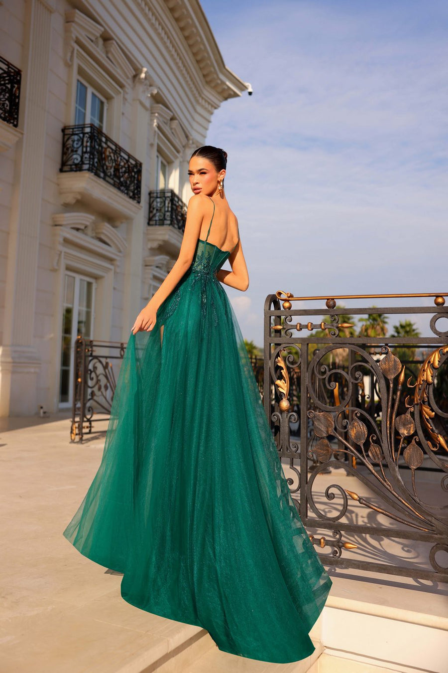 Prom Dresses Ball Gown Long Sequin Formal Prom Dress Emerald Green