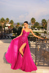 Prom Dresses Ball Gown Long Sequin Formal Prom Dress Fuchsia Pink