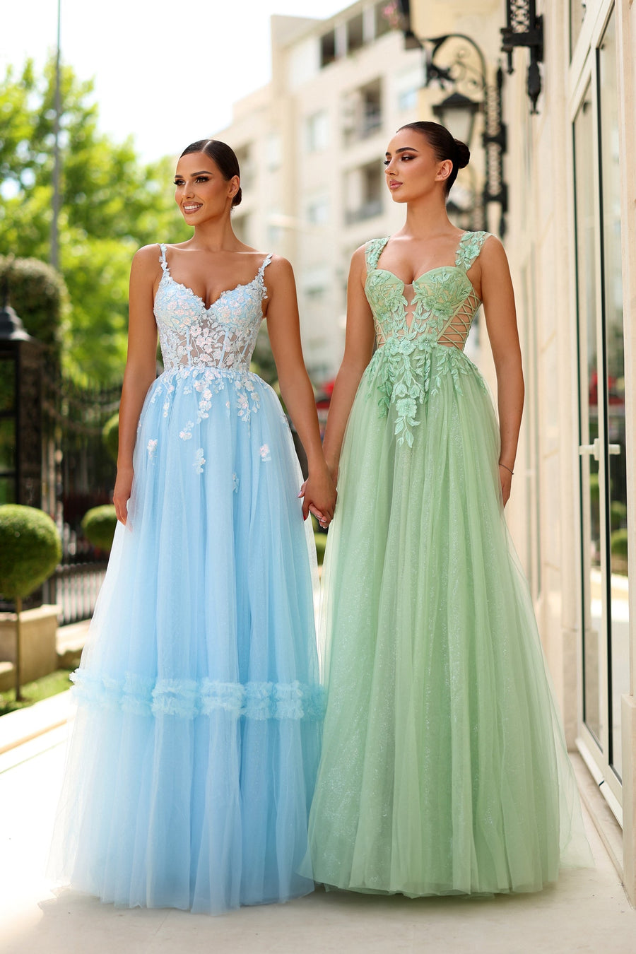 Prom Dresses Long Formal Lace Applique A Line Prom Dress Pale Sage