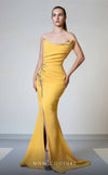 Formal Dresses Prom Long Formal Pleated Mermaid Dress Mustard