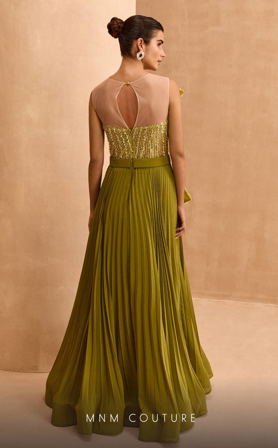 Formal Dresses Beaded Long Formal Pleated Evening Dress Green