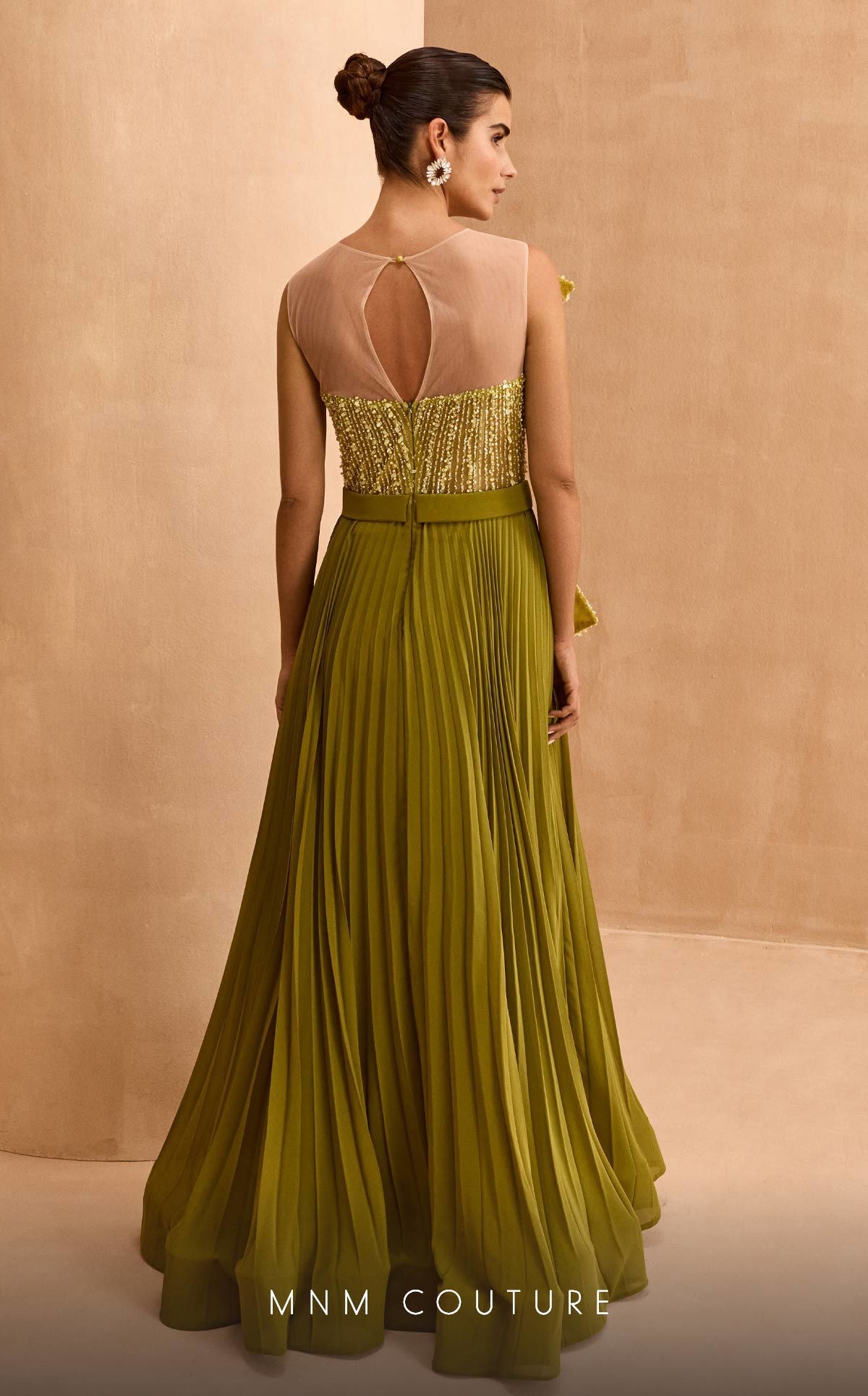Formal Dresses Beaded Long Formal Pleated Evening Dress Green