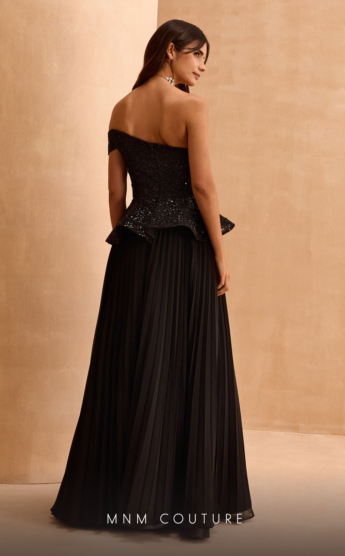 Formal Dresses A Line Long Formal Beaded Peplum Evening Dress Black