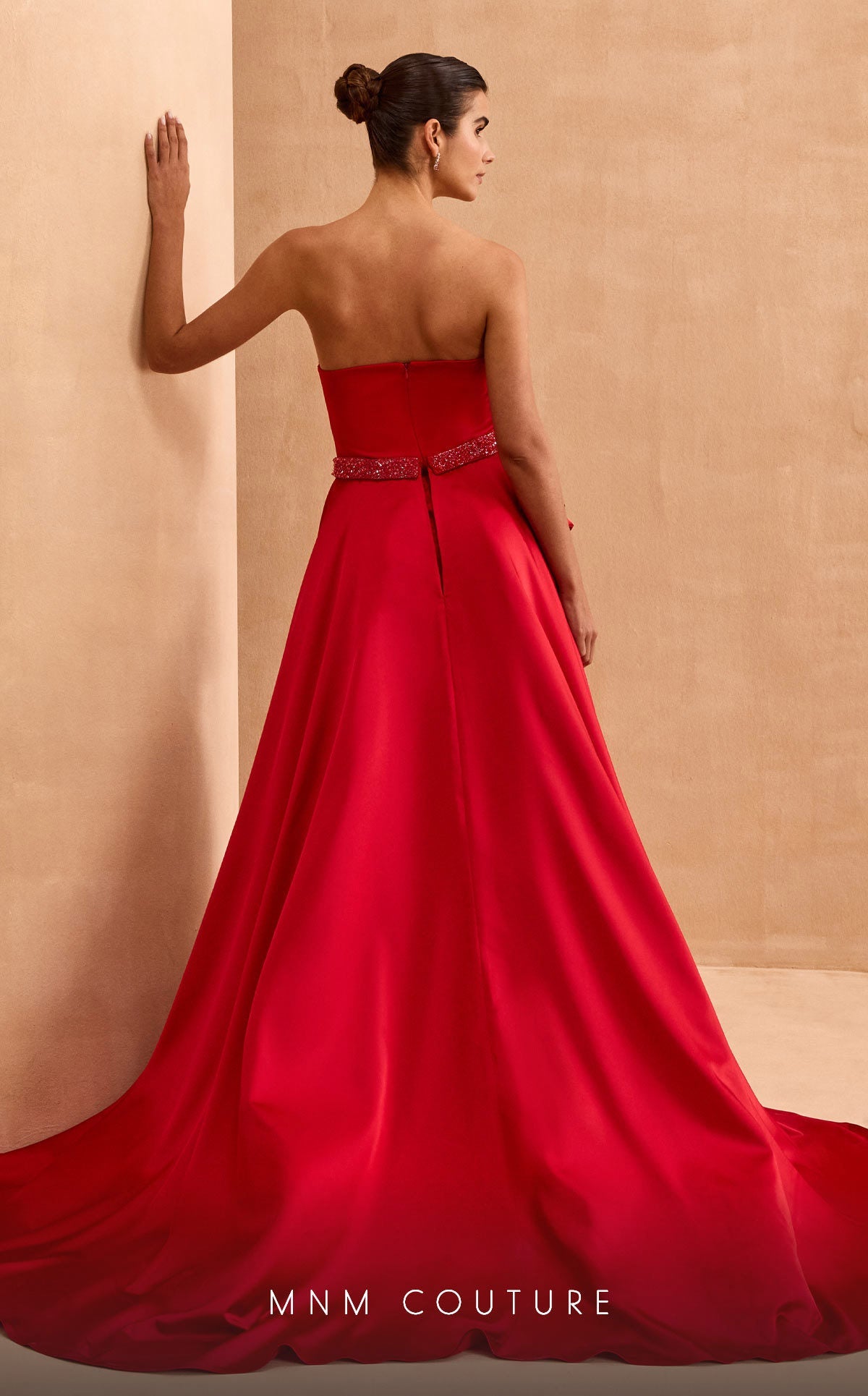 Formal Dresses Beaded Long Formal Slit Overskirt Prom Dress Red