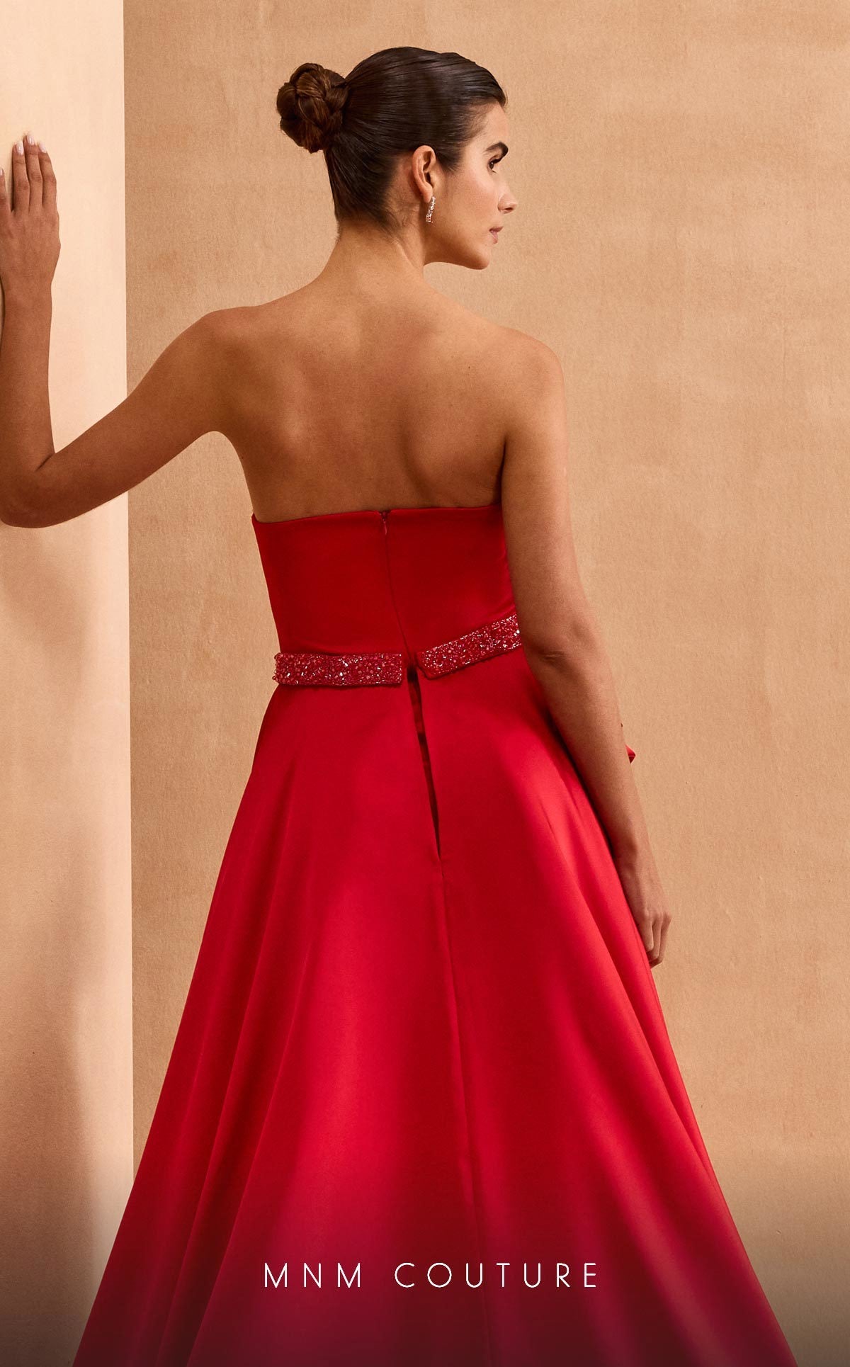 Formal Dresses Beaded Long Formal Slit Overskirt Prom Dress Red