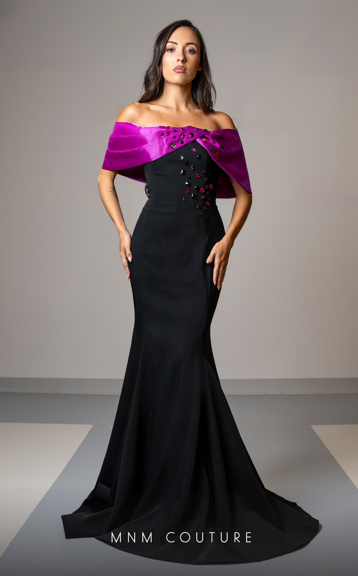 Formal Dresses Long Mermaid Fit Formal Evening Prom Dress Black/Fuchsia