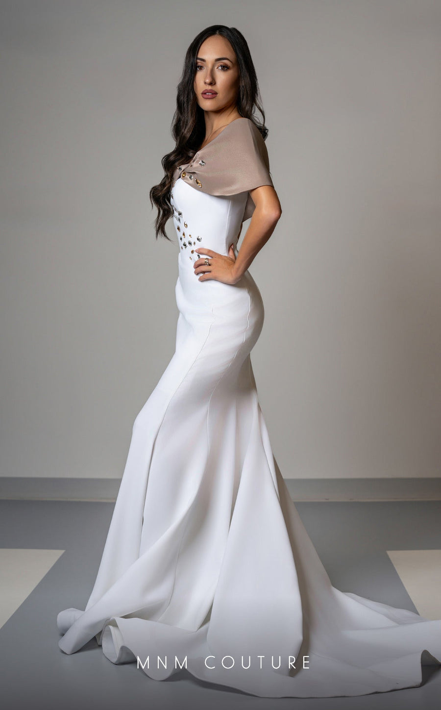 Formal Dresses Long Mermaid Fit Formal Evening Prom Dress White/Beige
