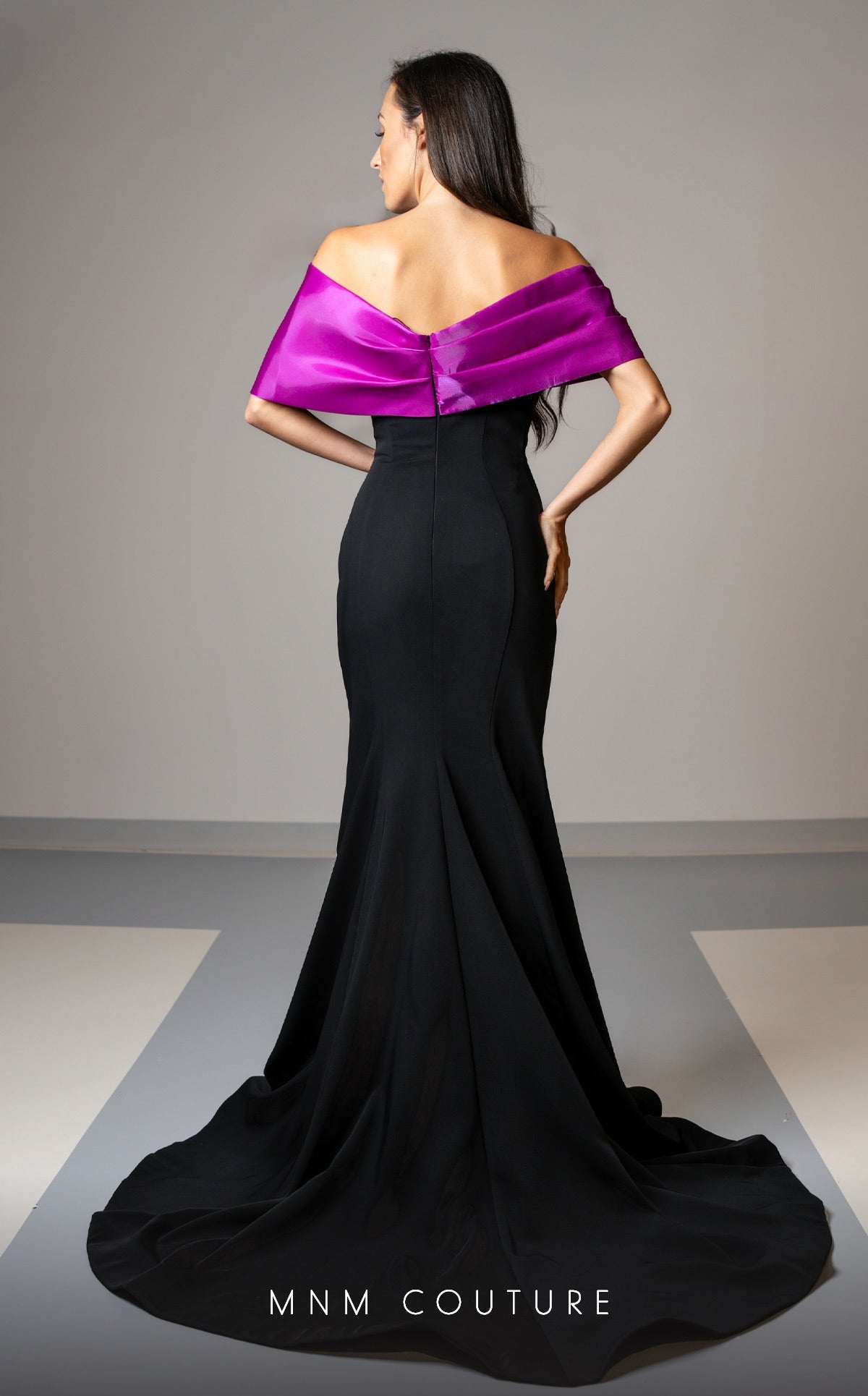 Formal Dresses Long Mermaid Fit Formal Evening Prom Dress Black/Fuchsia