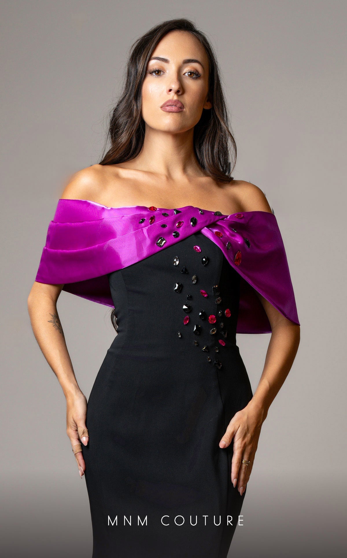 Formal Dresses Long Mermaid Fit Formal Evening Prom Dress Black/Fuchsia