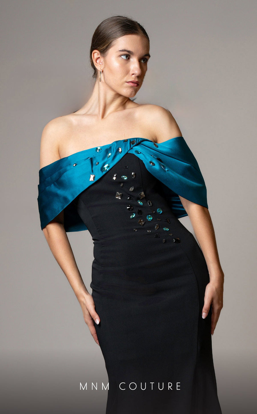 Formal Dresses Long Mermaid Fit Formal Evening Prom Dress Black/Turquoise