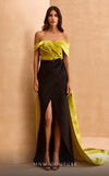 Formal Dresses Long Pleated Formal Slit Prom Dress Black/Lime
