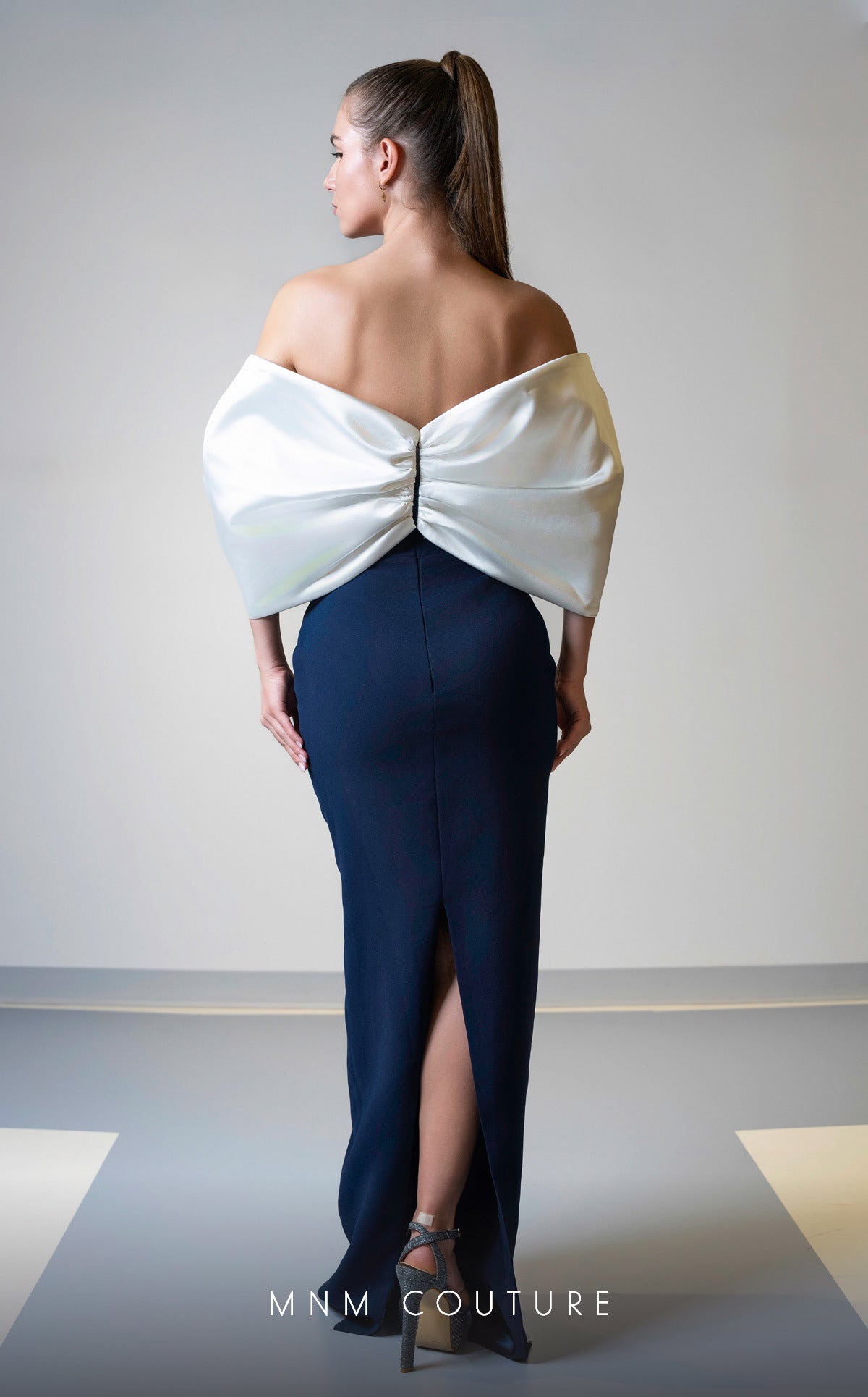 Formal Dresses Long Formal Fitted Evening Dress Navy/White